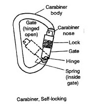 Carabiner, self-locking