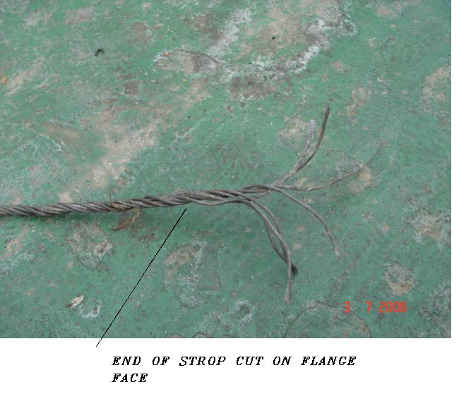 End of strop cut on flange face