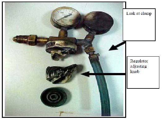 Figure 6 - Location of oxygen leak from hose clamp