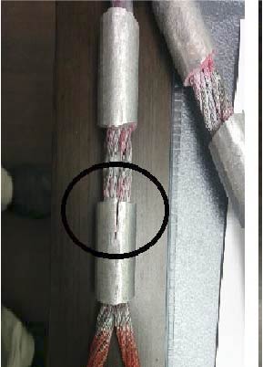Damage to wire rope slings