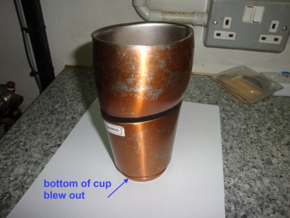 Thermos cup after explosion