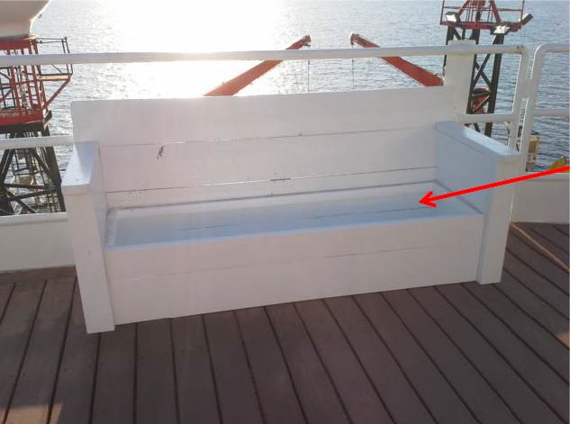 Bench without the cover on