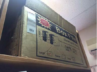 Box as stored on high shelf