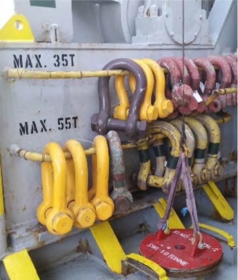 Corrective action: rearranging the shackle racks, to place heavier shackles at the bottom