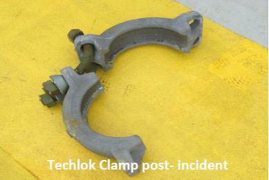 Techlok clamp post-incident