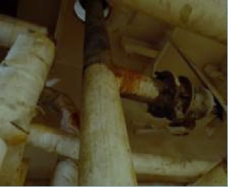 The pipe seen from the lower deck - where the fitter was working