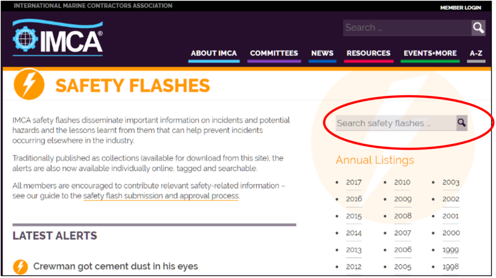 Safety flash incident feedback IMCA