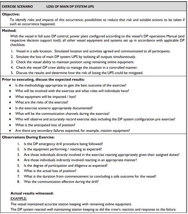 DP Emergency Drill Scenario IMCA