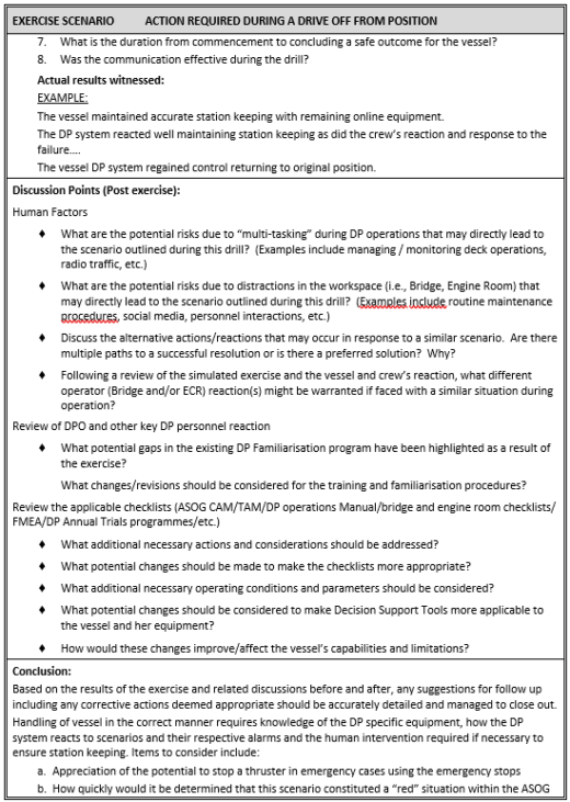 DP Emergency Drill Scenario – IMCA